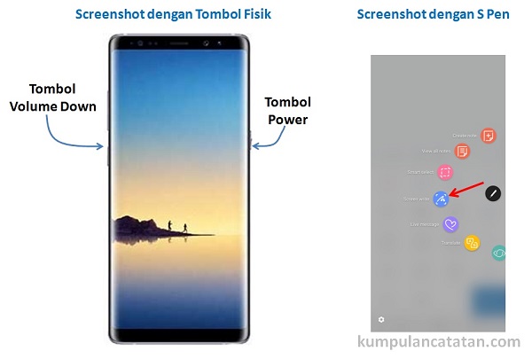 Cara Mengambil Screenshot pada Samsung Galaxy Note 8 dengan tombol fisik