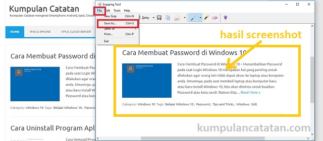 Cara Menggunakan Snipping Tool di Windows 10 untuk screenshot di Komputer