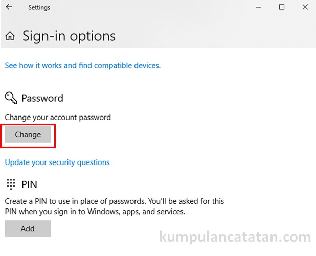 Ganti Password di Sign-in options