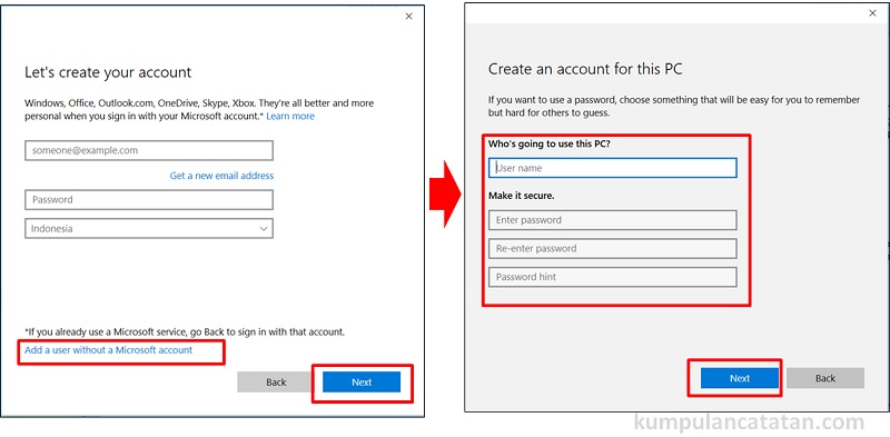 Masukkan username dan password untuk membuat akun pengguna baru 